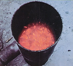 
In less than five minutes the combustion chamber was glowing hot—looking much like the bubbling caldron of a volcanic crater—and prepared to burn almost anything
